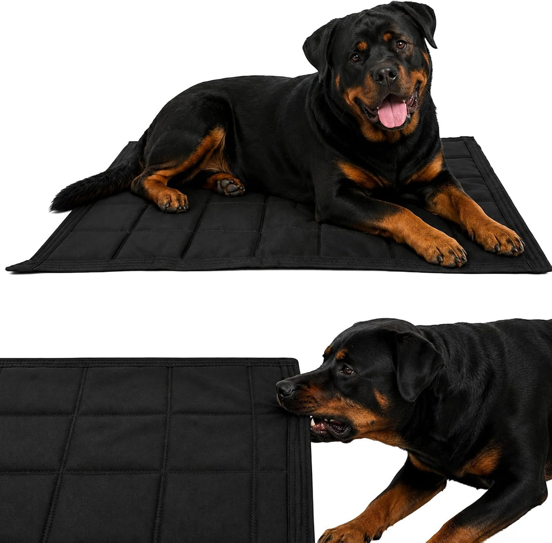 Chew Proof Dog Crate Pad with 8 Tie-Down Straps, Waterproof Dog Bed