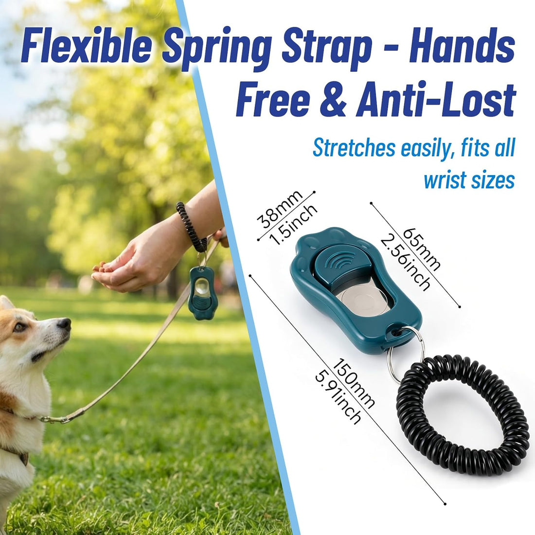 Dog Training Clicker 2 Pack with 3 Adjustable Volume & Wrist Strap