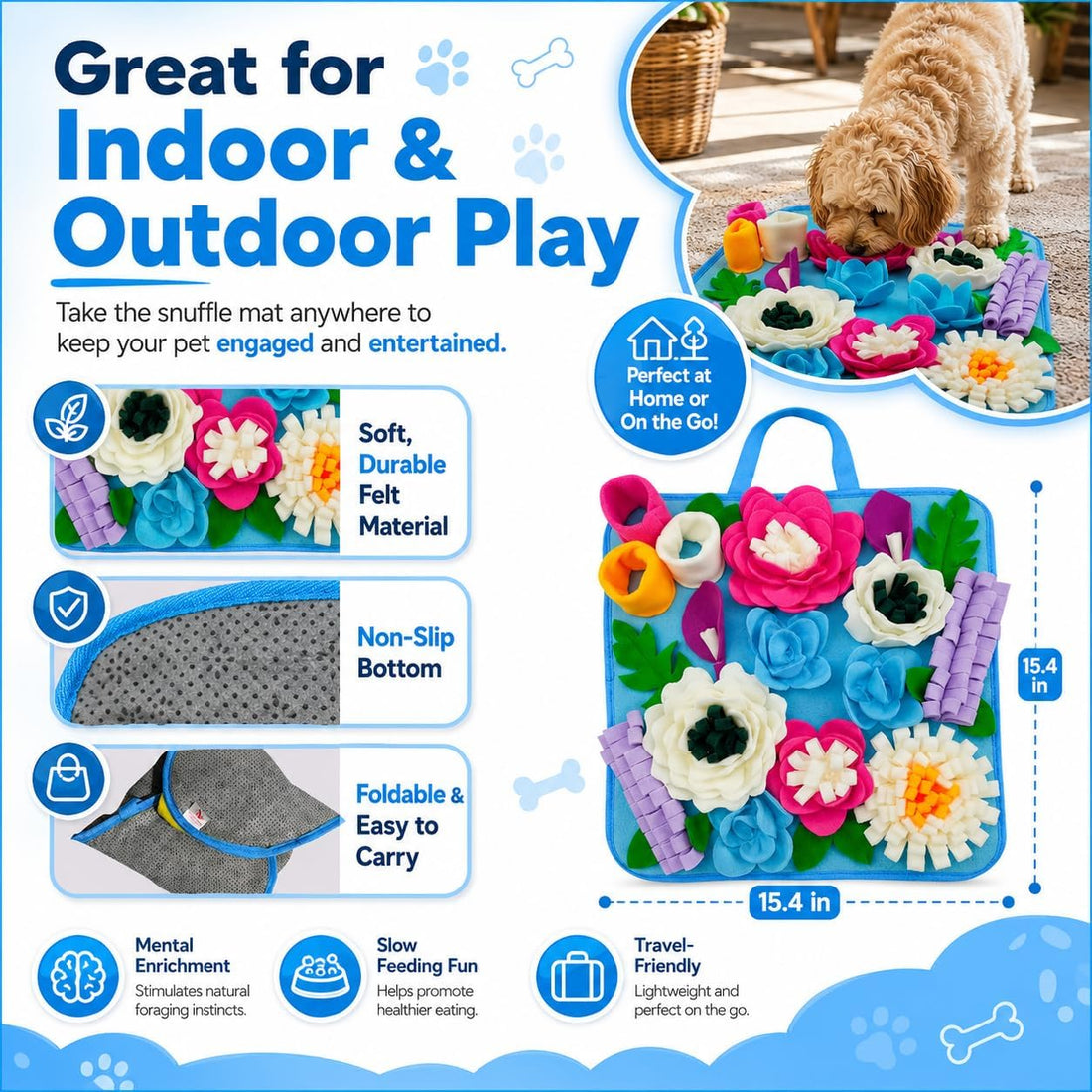 Tesitehi Snuffle Mat for Dogs Sniffing Feeding Mat for Small