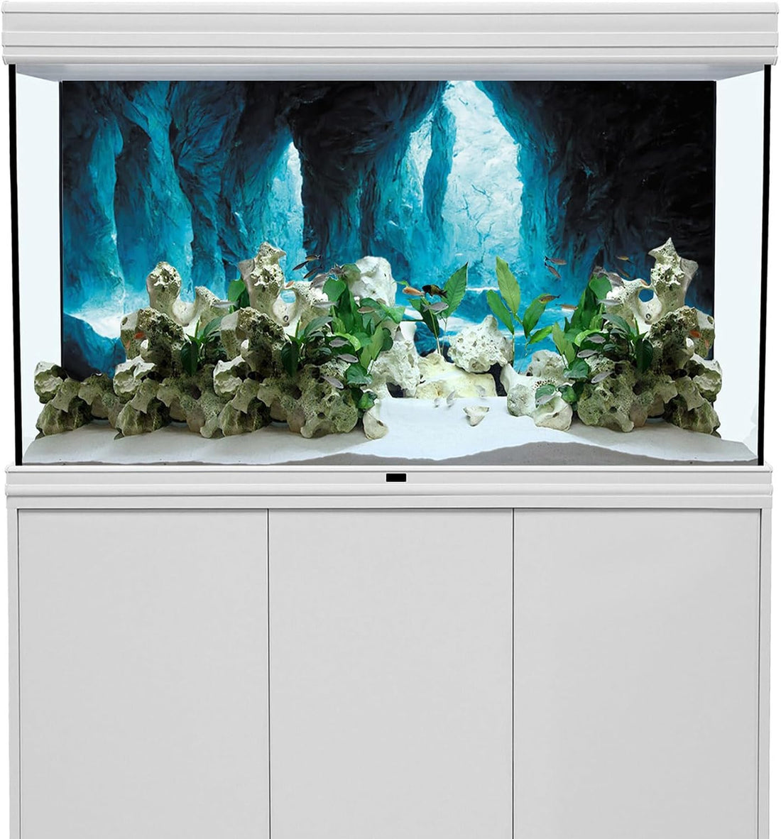 AWERT 48x24 in Rock Cave Aquarium Backdrop Rock Pillar Fish Tank