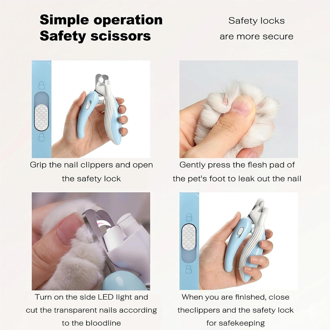 Dog & Cat Nail Clippers with LED Light
