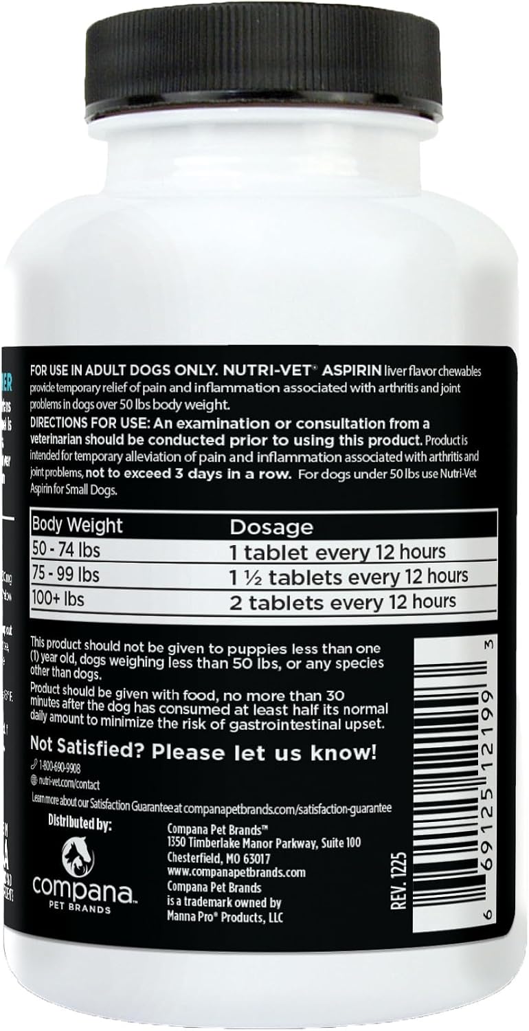 Nutri-Vet Aspirin for Dogs, Dog Aspirin, Pet Essentials