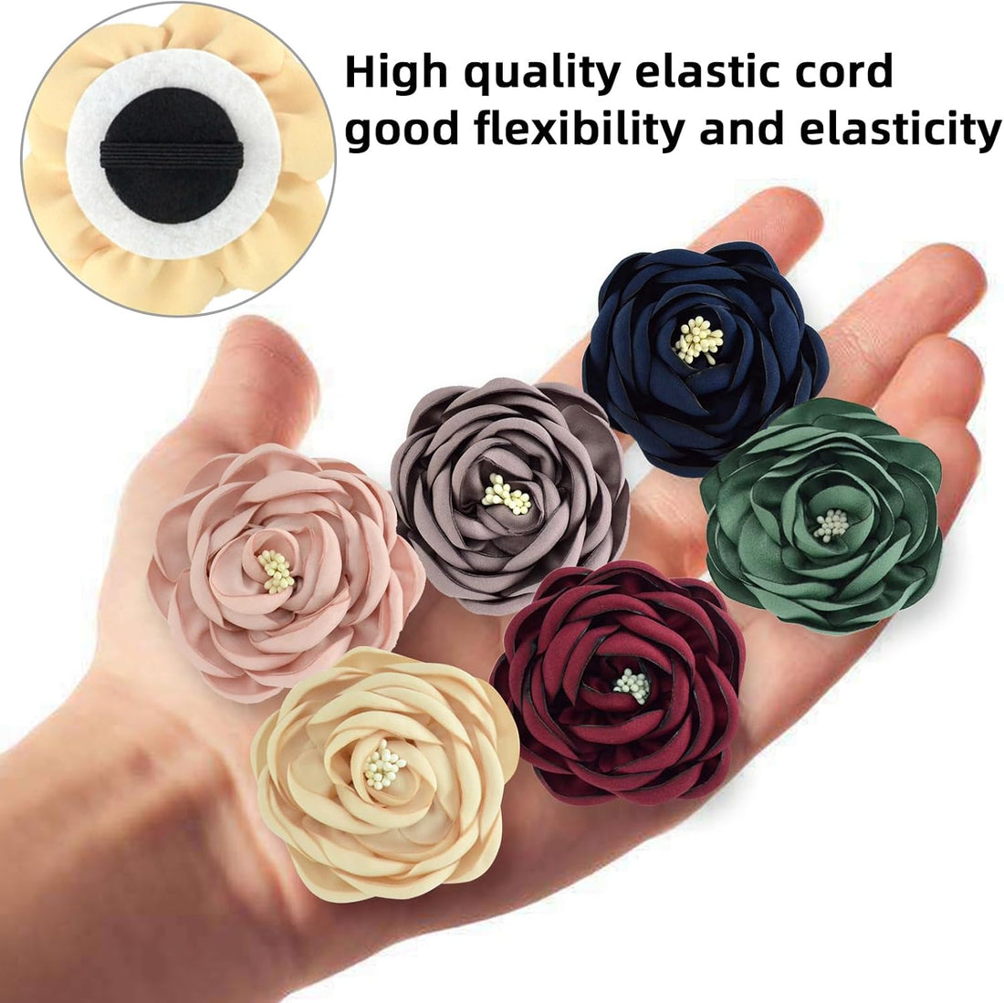 6 Pcs Dog Collar Accessories Slide-On Satin Flower Charms