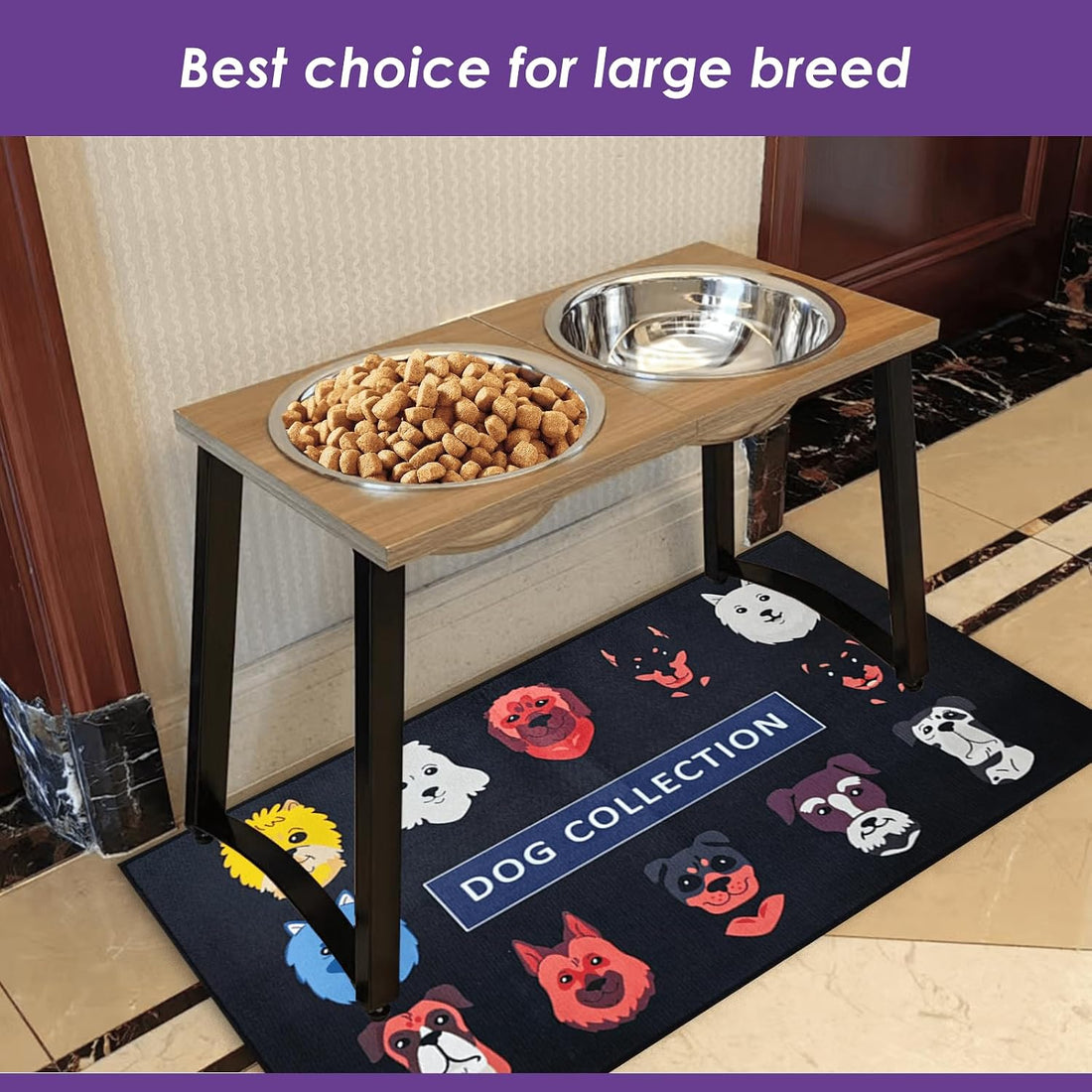 TIDANT Elevated Dog Bowls for X-Large Dogs with Spill Proof Mat 2