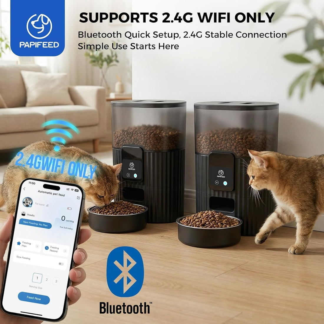 PAPIFEED Automatic Cat Feeder with App, WiFi Auto Cat Feeder