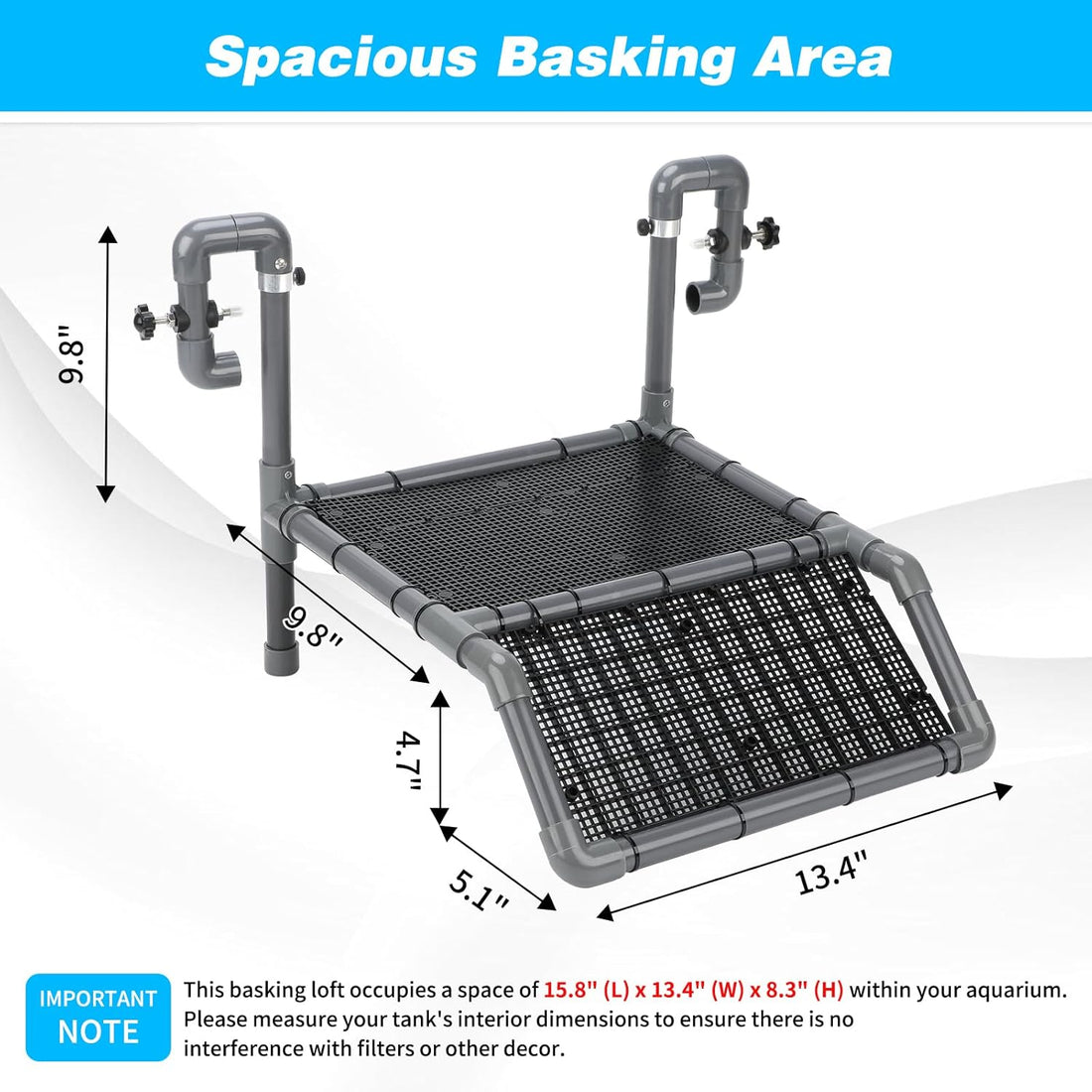 SKARUS Large Hanging Turtle Basking Platform for 55-150 Gallon Tanks