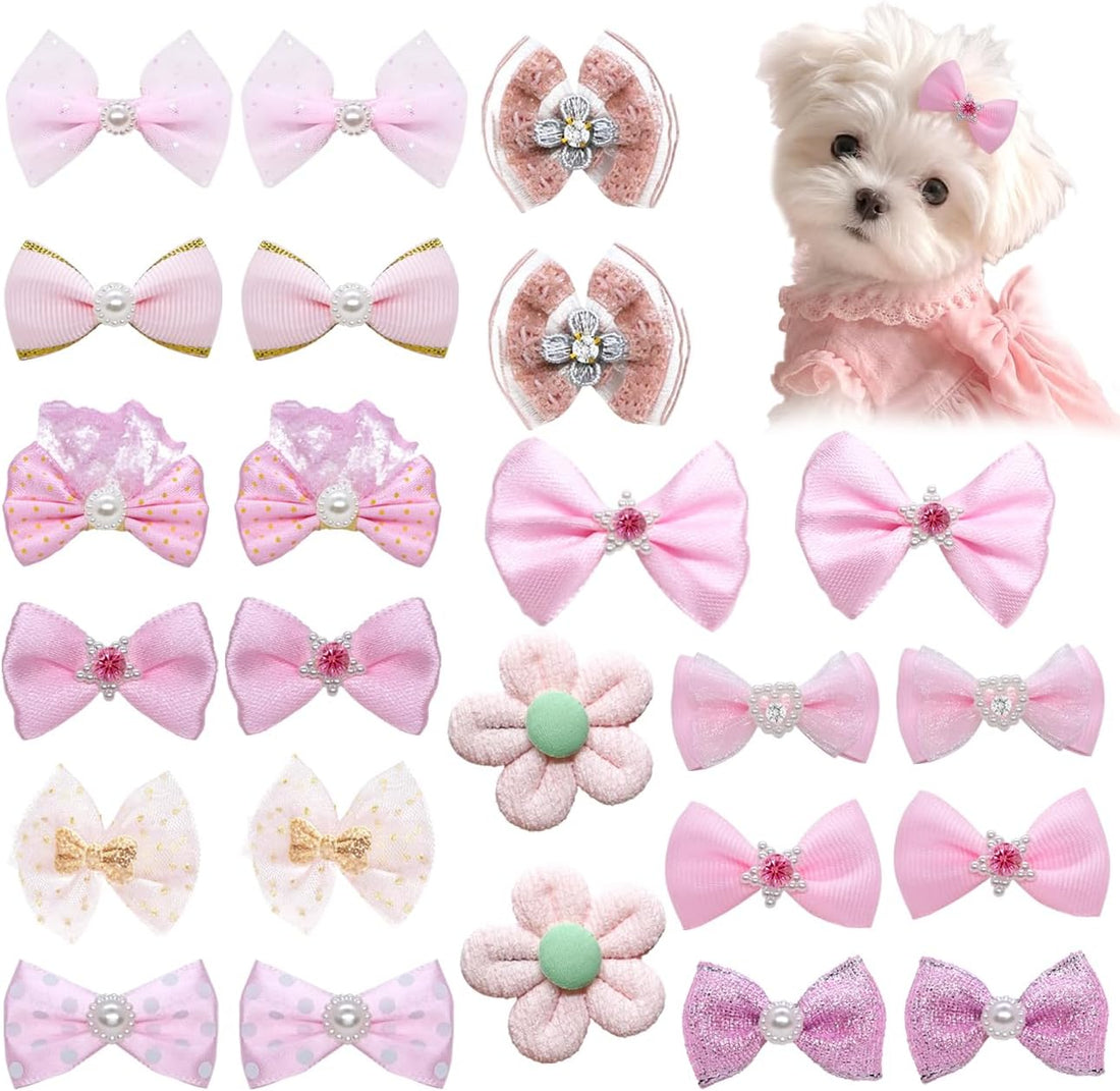24PCS Dog Hair Bows with Clips 2Inch Girl Small Dog Apparel