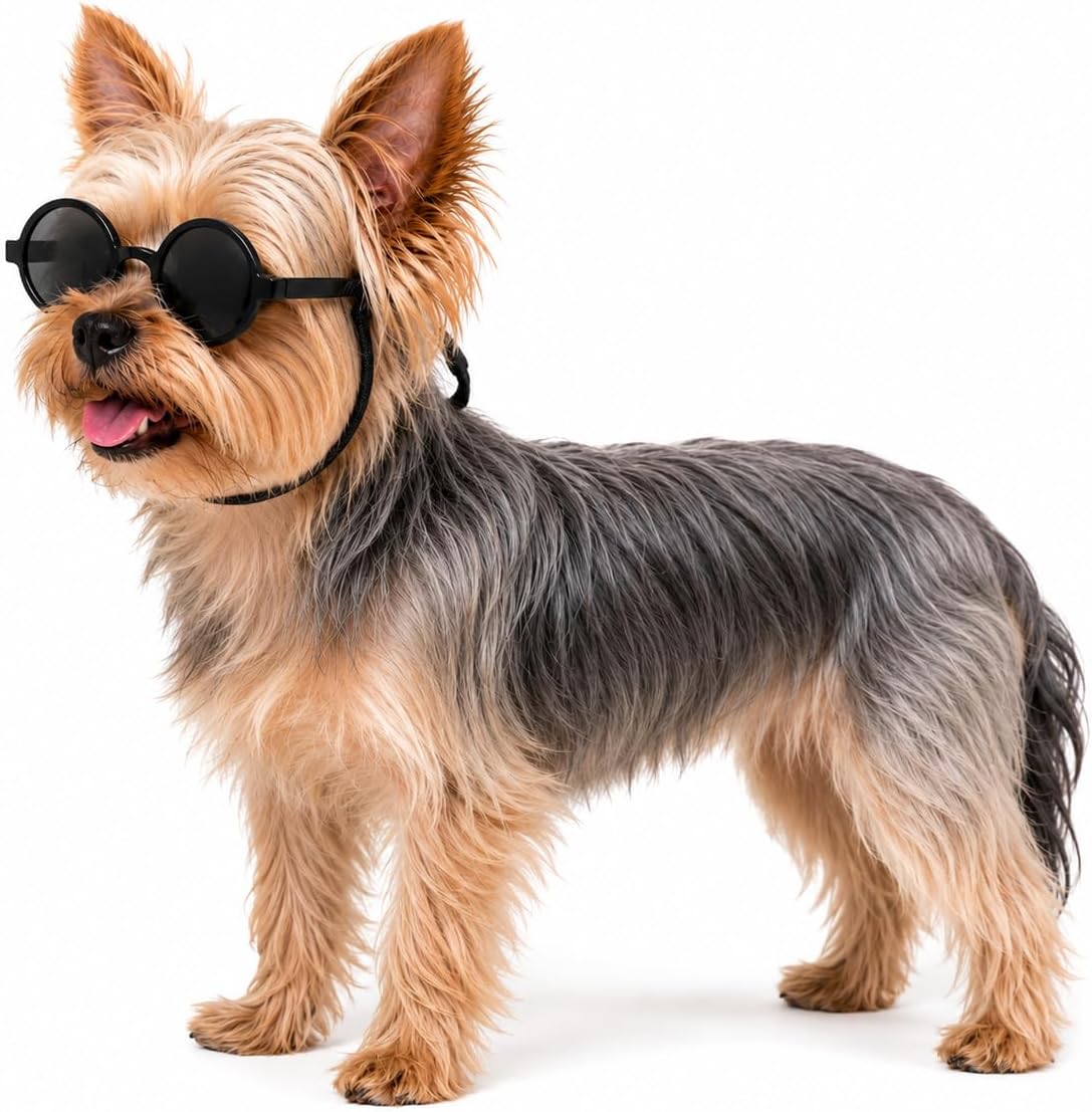 G016 Small Breed Dog up to 15lbs Pet Cat Round Tiny Sunglasses (Black)