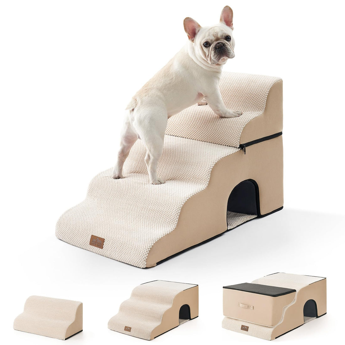 COZY KISS Extra Wide Dog Stairs with Tunnel