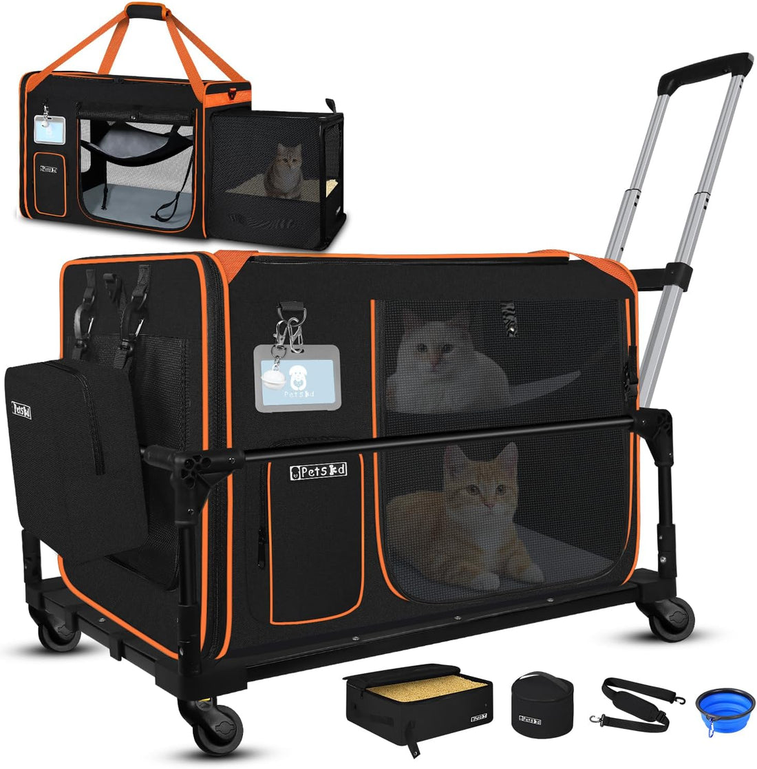 Petskd Side Expandable Extra Large Cat Carrier with Litter Box