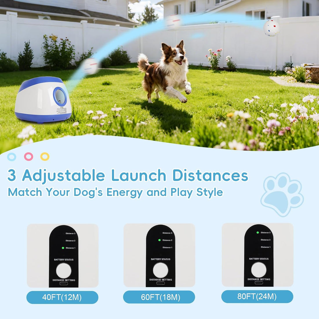 FAHKNS Automatic Dog Ball Launcher for Small Dogs