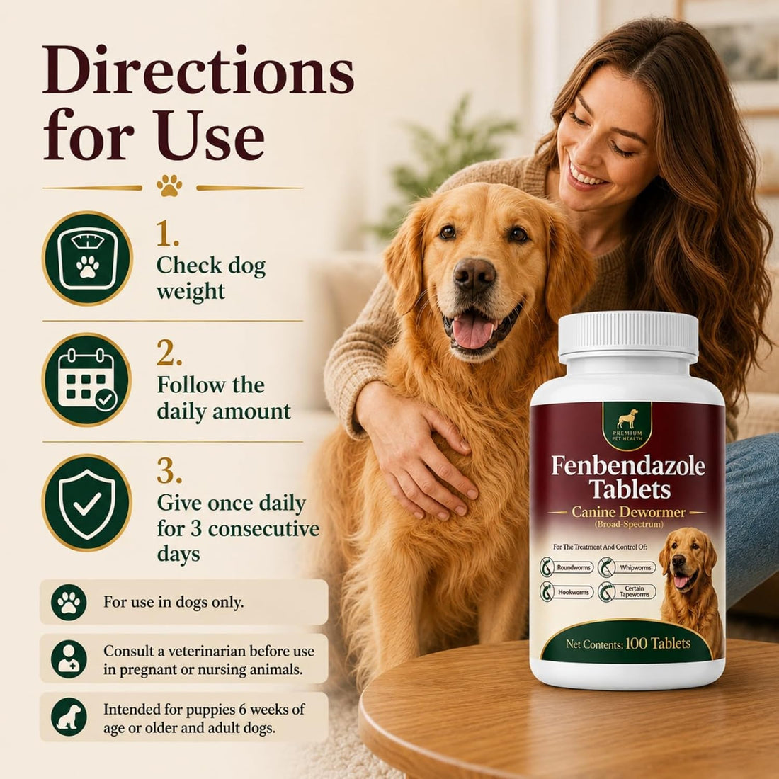 Canine Dewormer for Dogs,for Treatment and Control of Tapeworms