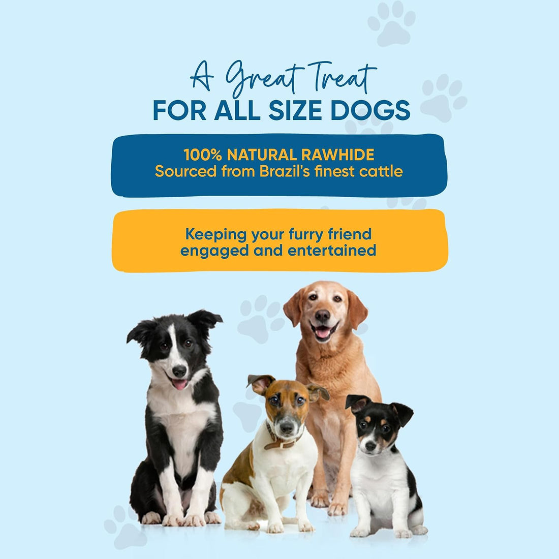 123 Treats | Dog Rawhide Bones Chews 3-4" Premium Rawhide Dog Bones