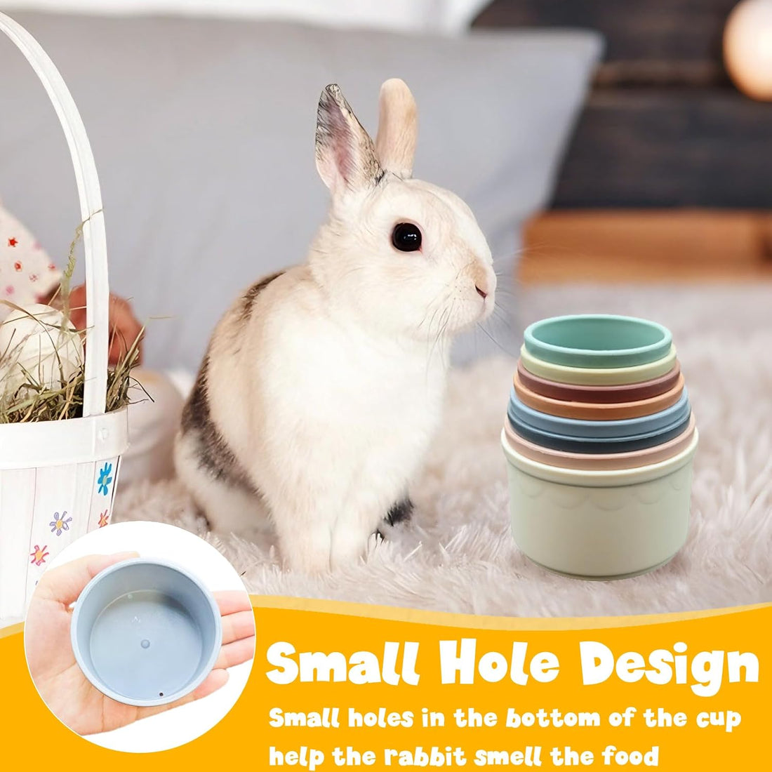 8 Pcs Stacking Cups for Bunny,Colorful Nesting Reusable Rabbit Toys