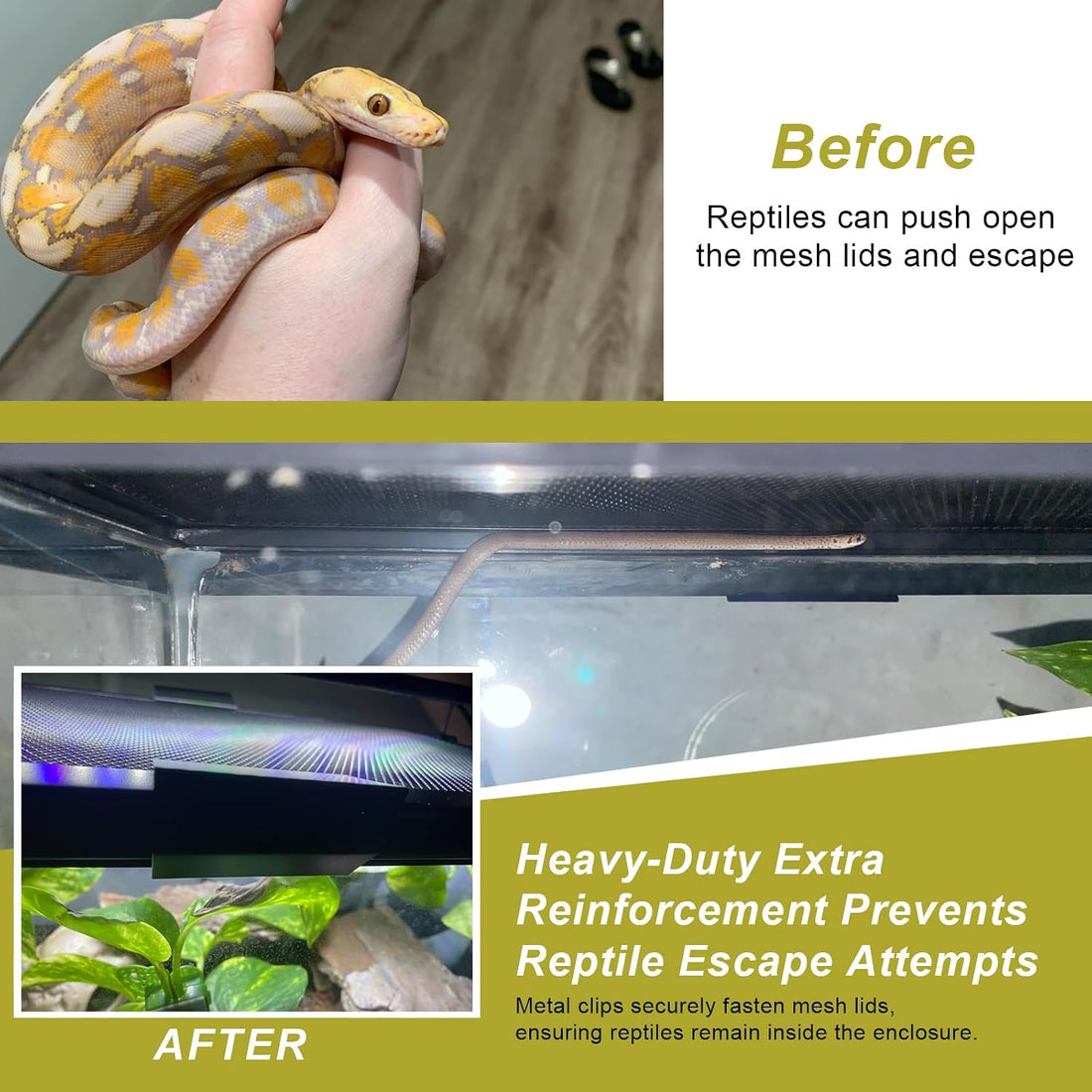 Reptile Terrarium Covers Heavy Duty Screen Clips for 30 Gallon