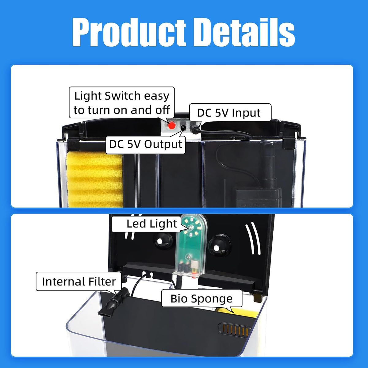 AQUANEAT Fish Tank, 1.2 Gallon Aquarium