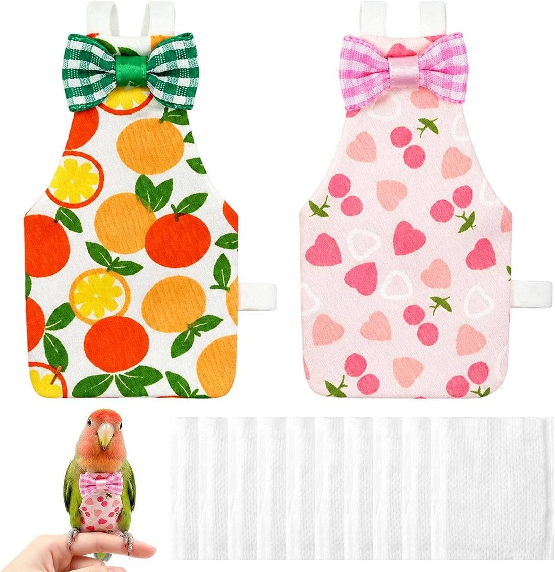 2Pcs Bird Diaper Reusable with 50 Pads
