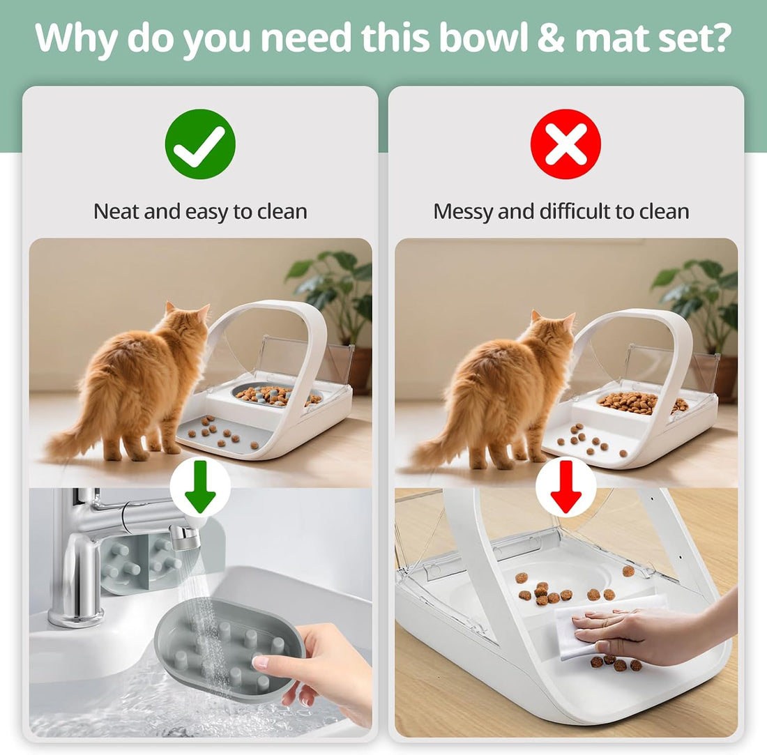 Slow Feeder Bowl for Automatic Microchip Cat Pet Feeder