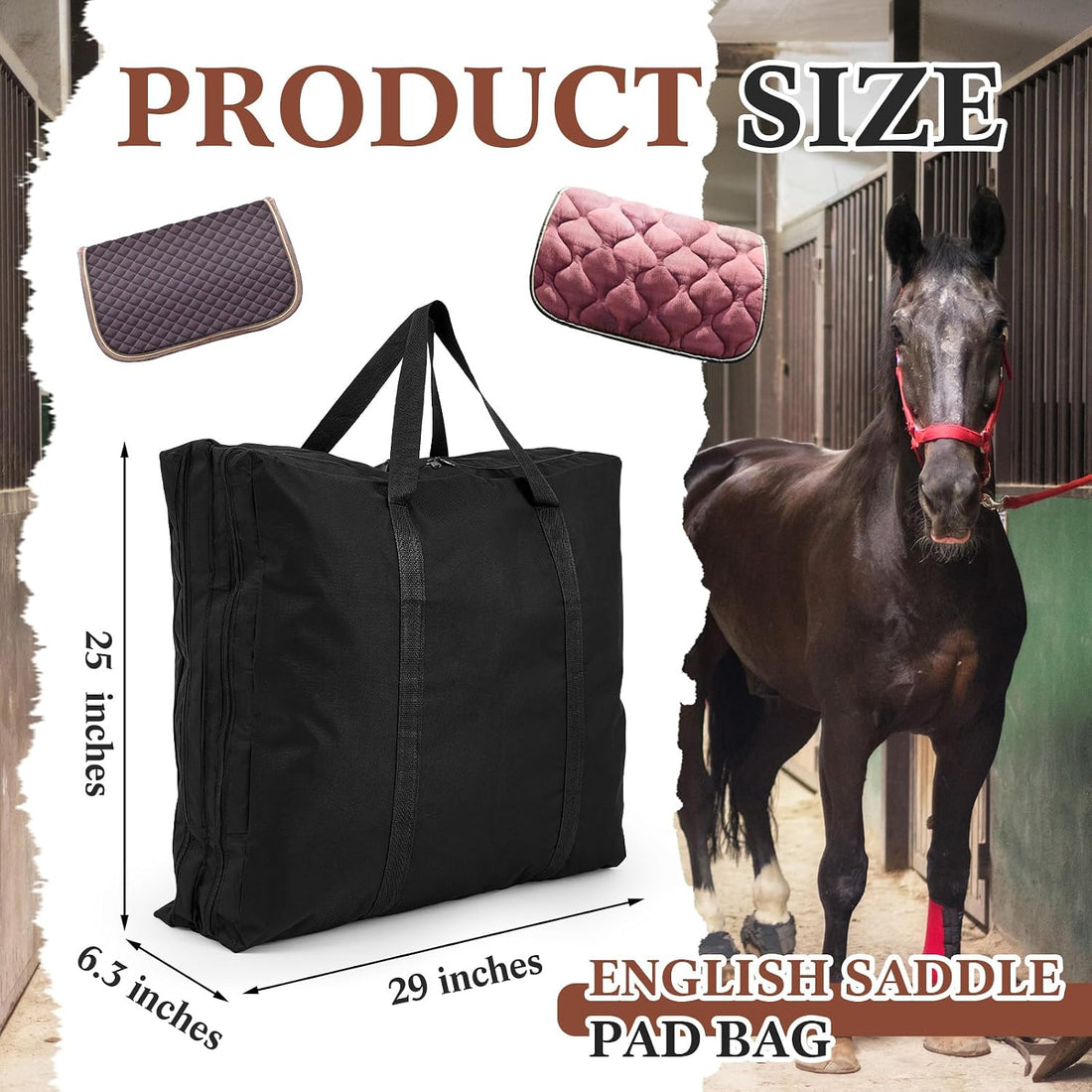 English Saddle Pad Bag with Multiple Compartments, Oxford Cloth
