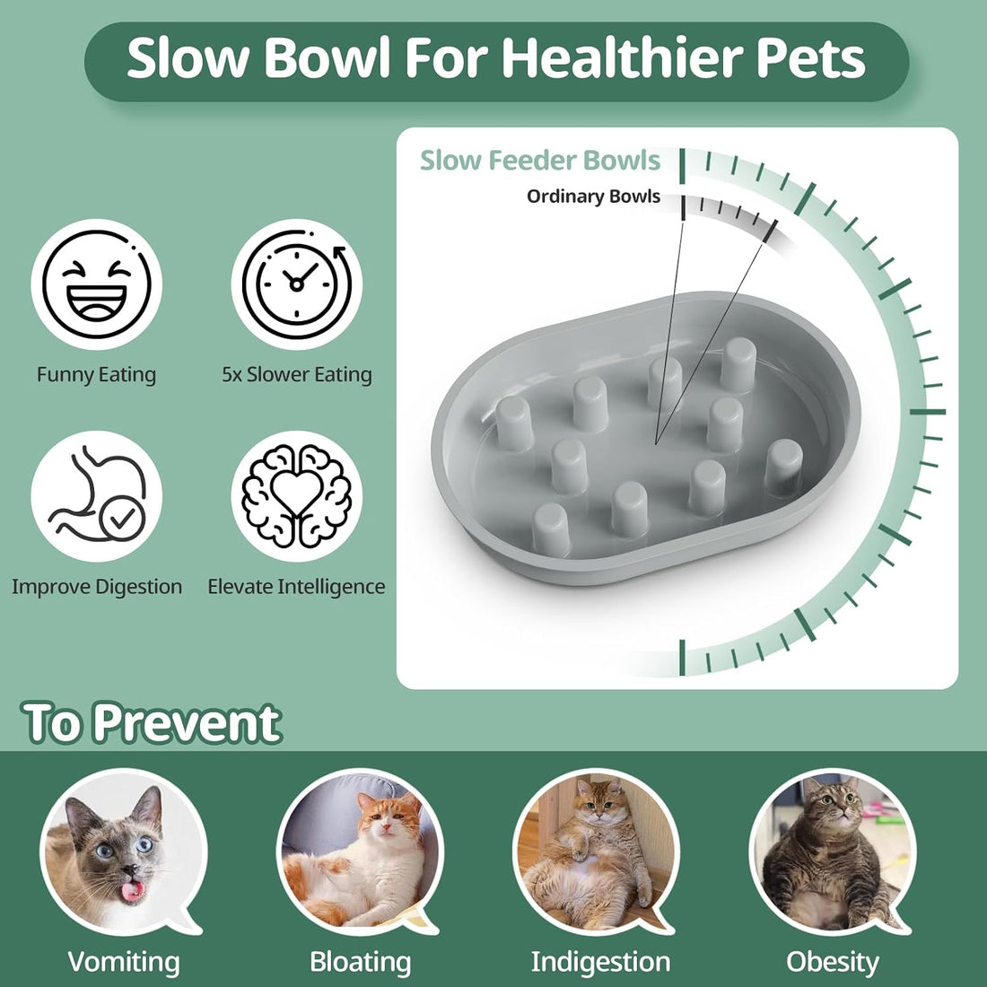 Slow Feeder Bowl for Automatic Microchip Cat Pet Feeder