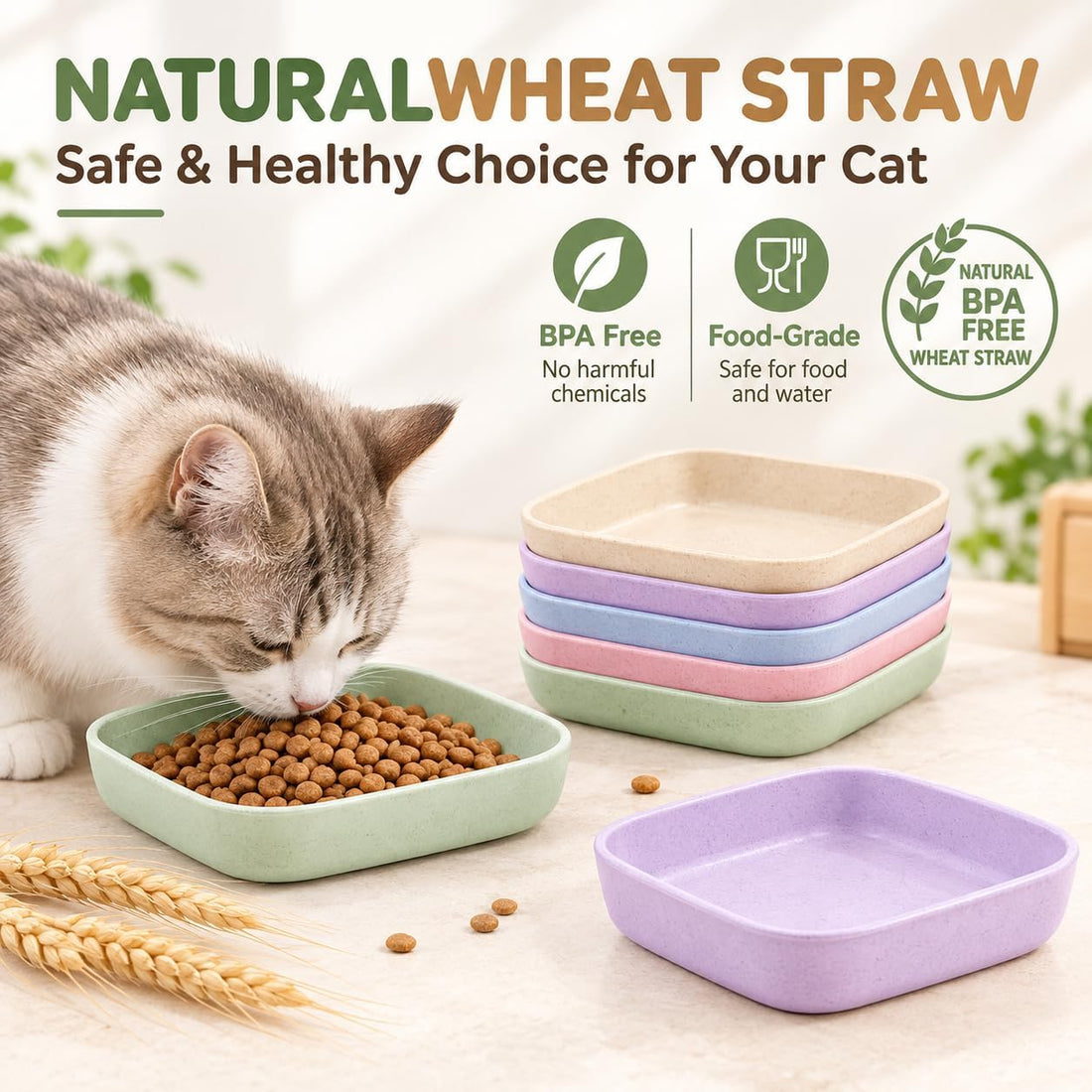 Cat Bowls Whisker Friendly Kitten Food and Water Plate, 10 Pack