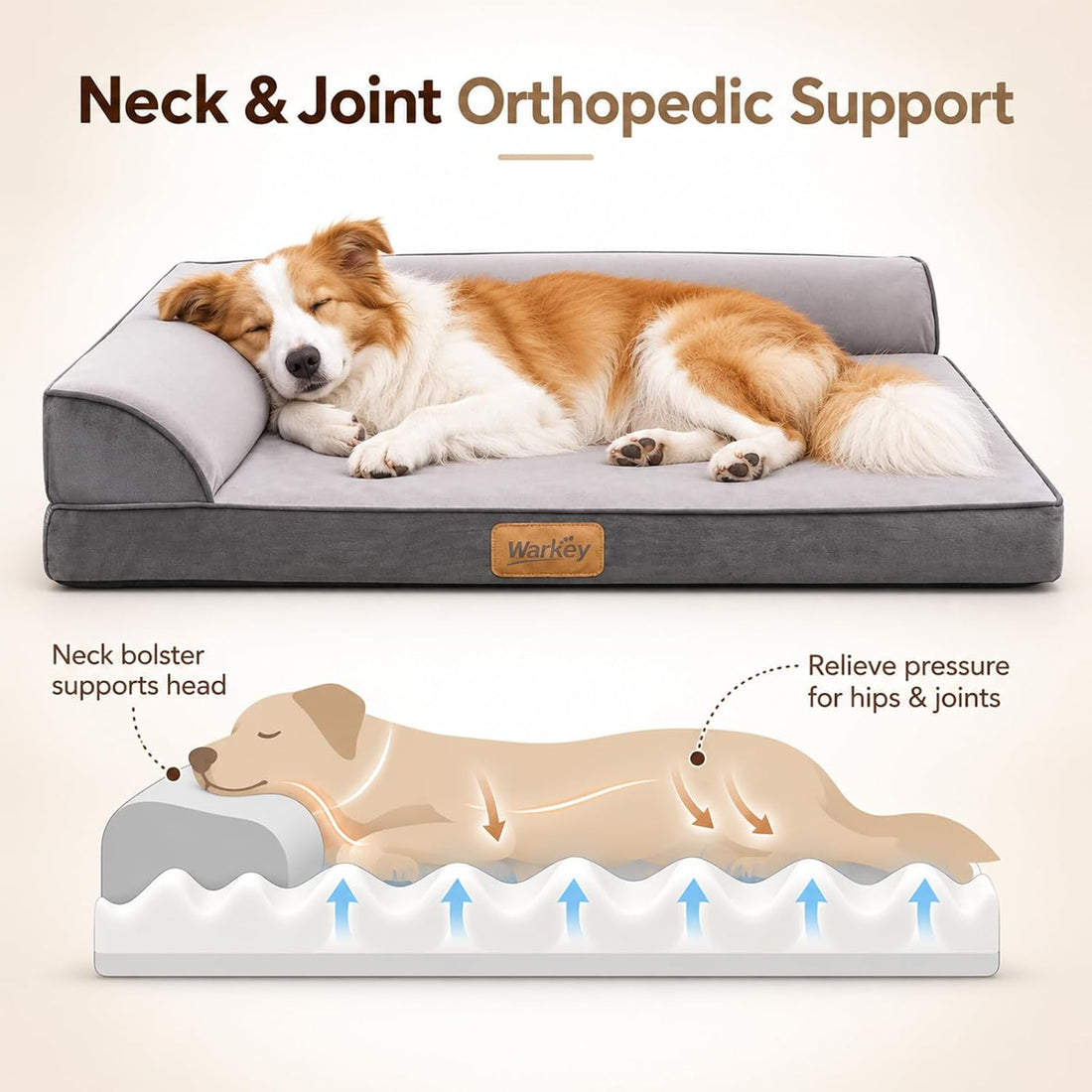 Large Orthopedic Dog Bed, Calming Waterproof Memory Foam Dog Sofa Bed
