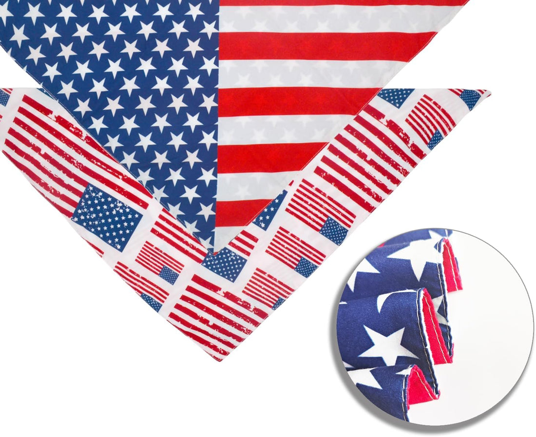 CozyHaus 2PCS Dual-Layer Design Patriotic Dog Bandanas Outfit,Large