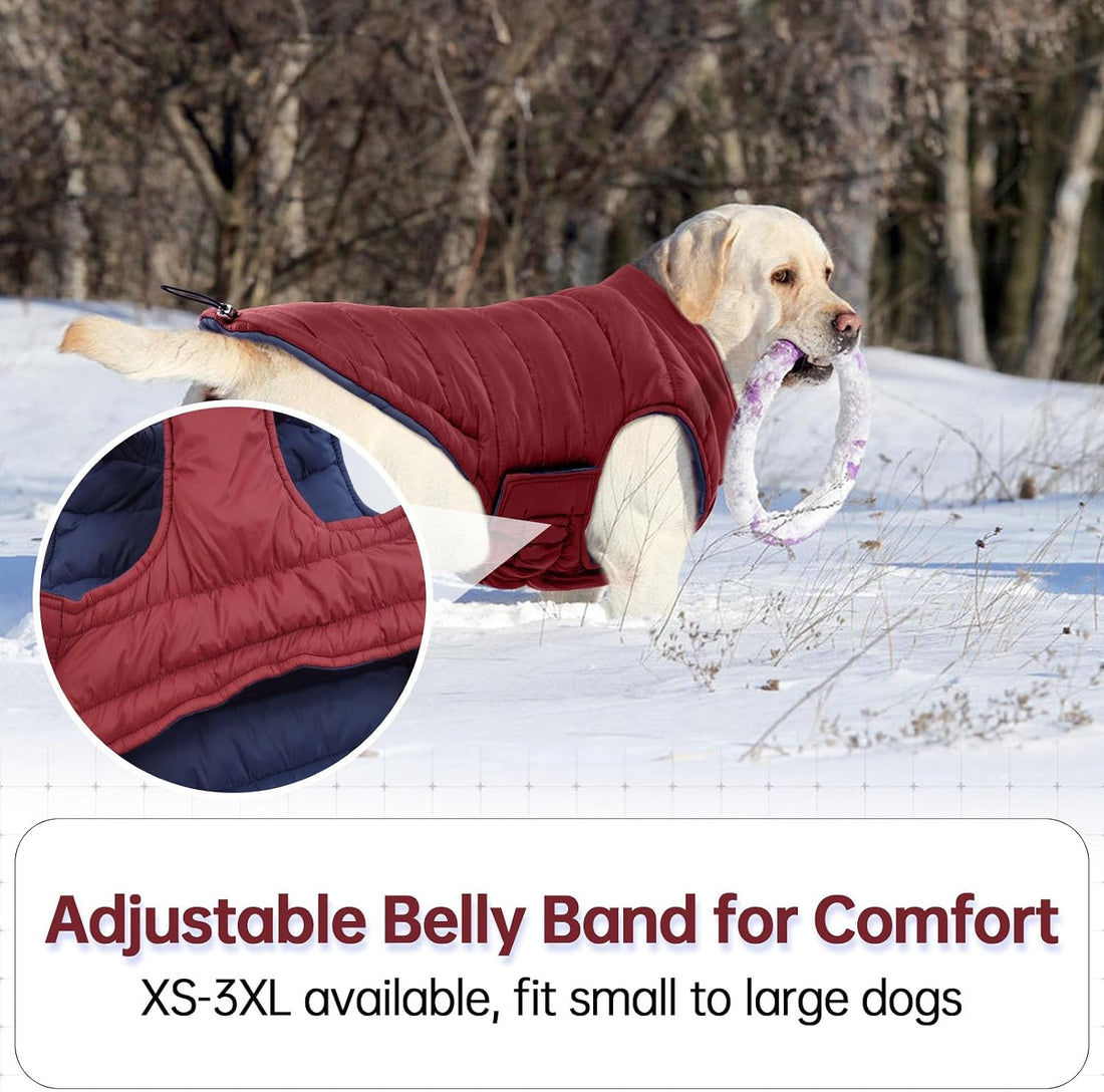 Lelepet Reversible Dog Coat Windproof Dog Jacket Lightweight Puffer