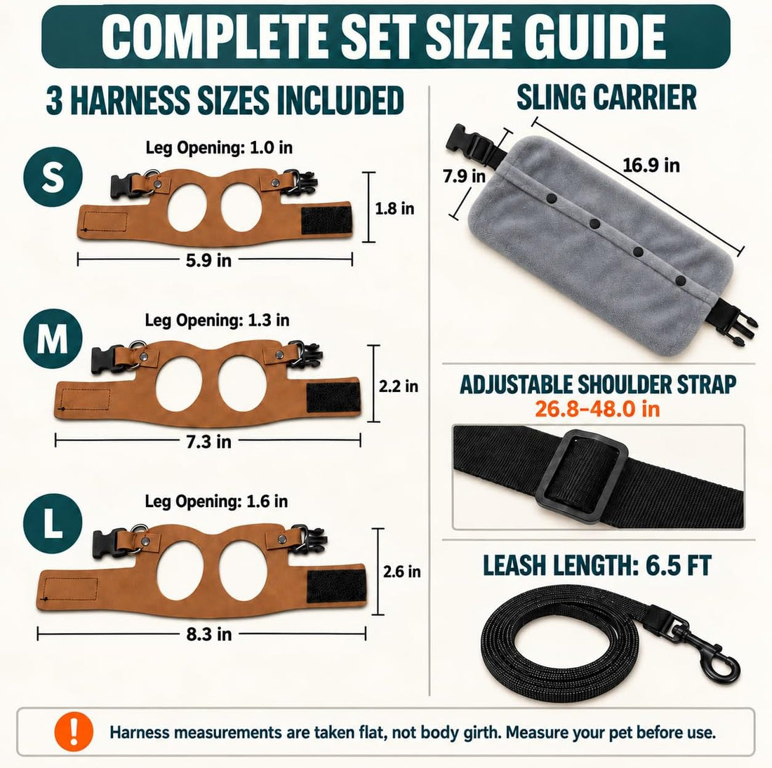 Bearded Dragon Leash & Harness Set with Travel Carrier Sling
