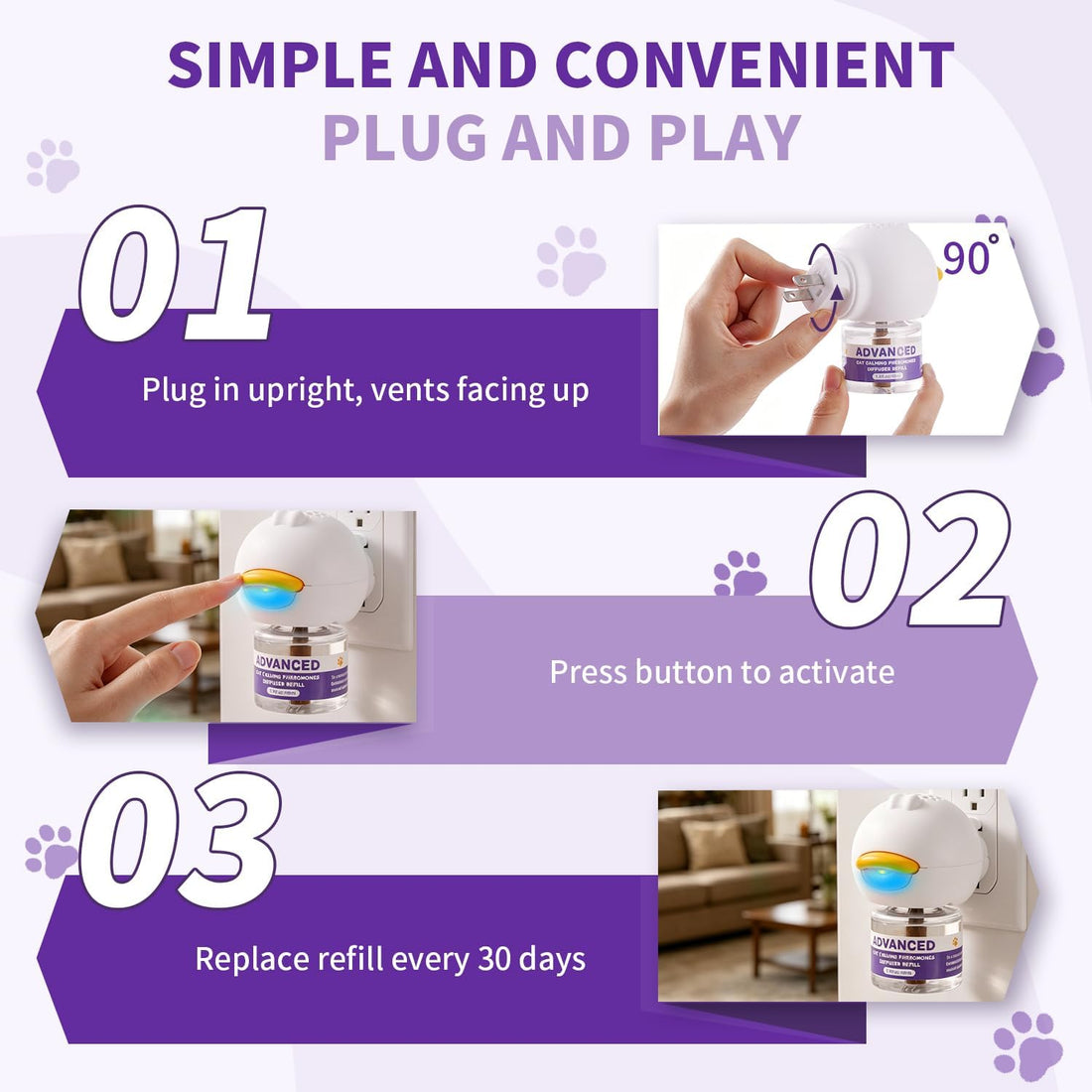 Cat Calming Diffuser Kit with 2 Diffusers & 4 Refills