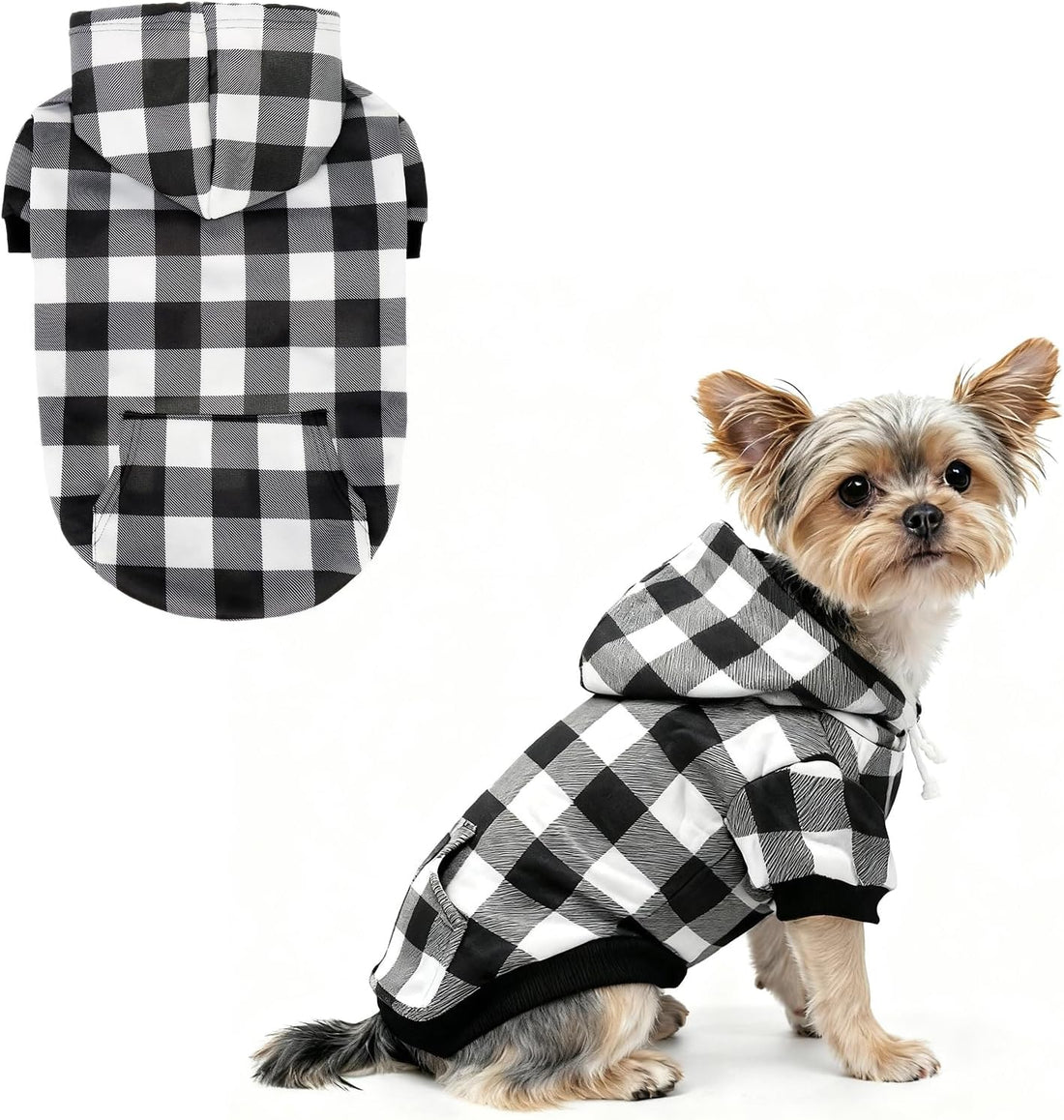 KOOLTAIL Plaid Dog Hoodie Pet Clothes Sweater with Hat and Pocket