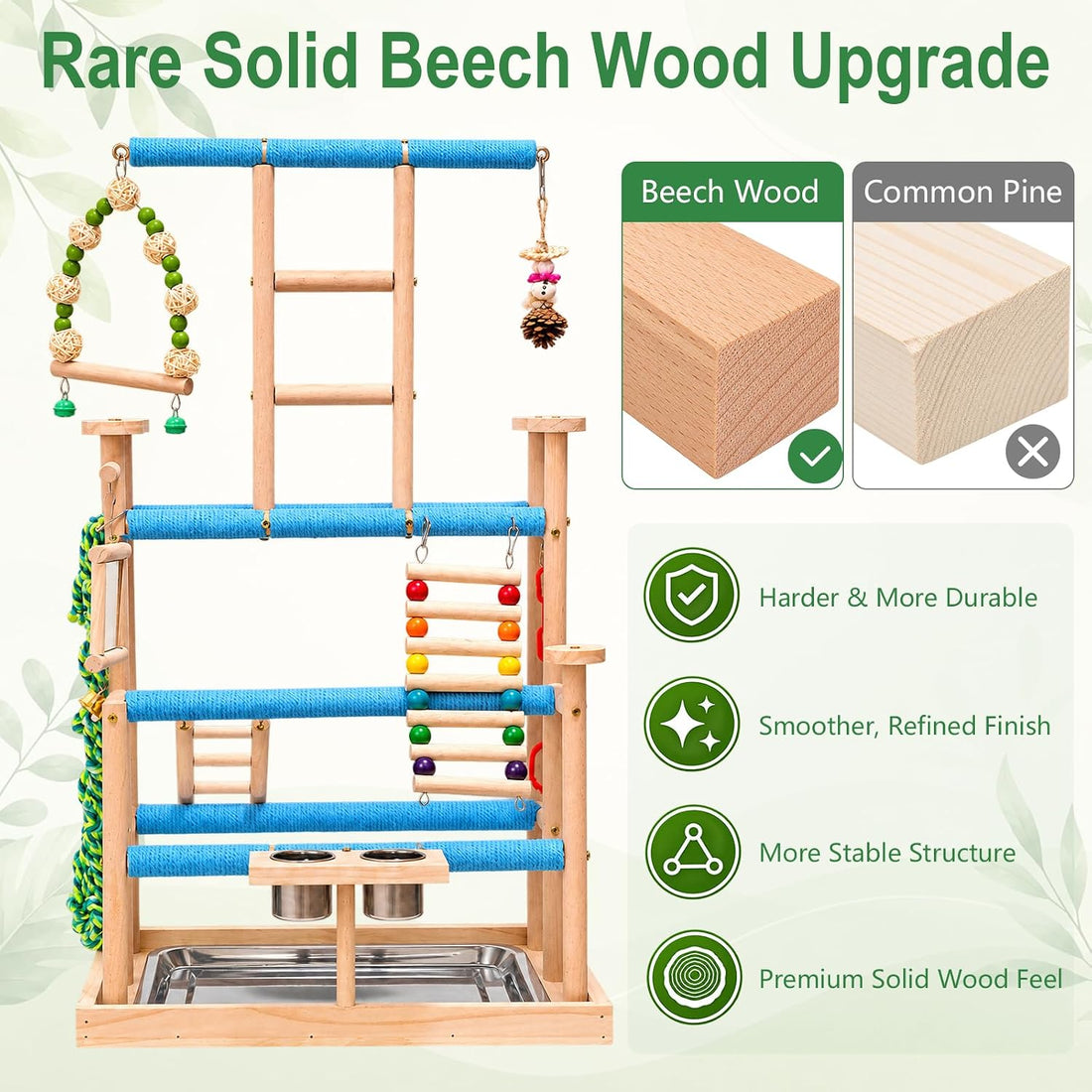 4-Tier Bird Playground and Perch Stand for Small to Medium Birds