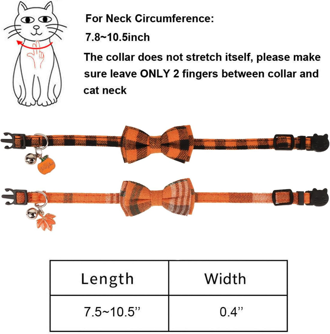 PTDECOR Fall Cat Collars with Bow