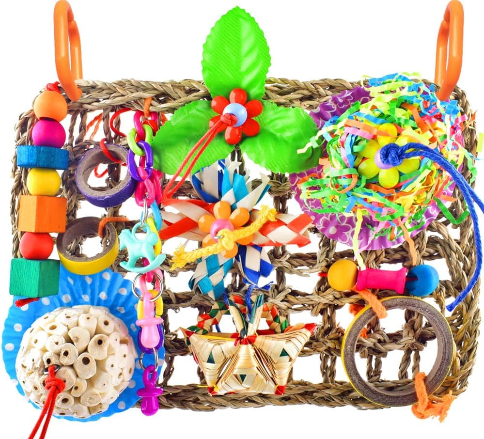 KATUMO Bird Toy, Large Size Grass Mat Foraging Shredding Hanging Toy