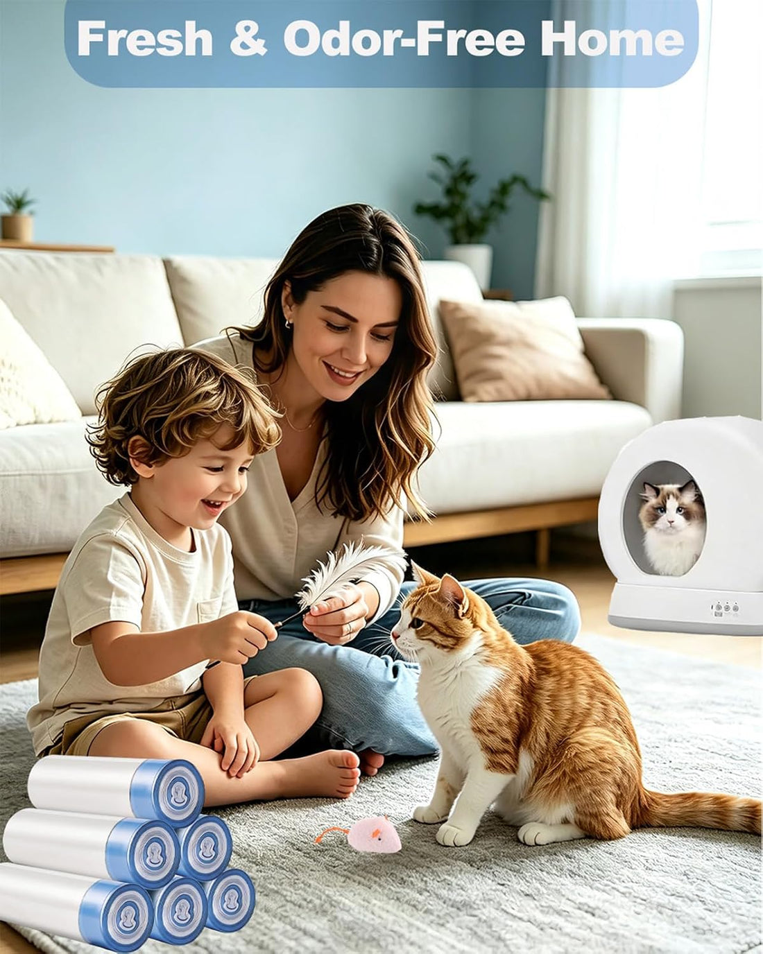 120 Count Drawstring Cat Litter Bags Compatible