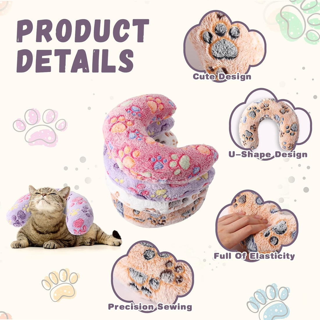 Sweetude 4 Pcs Pillows for Cats Puppy Bed Fluffy Pet Calming Soft