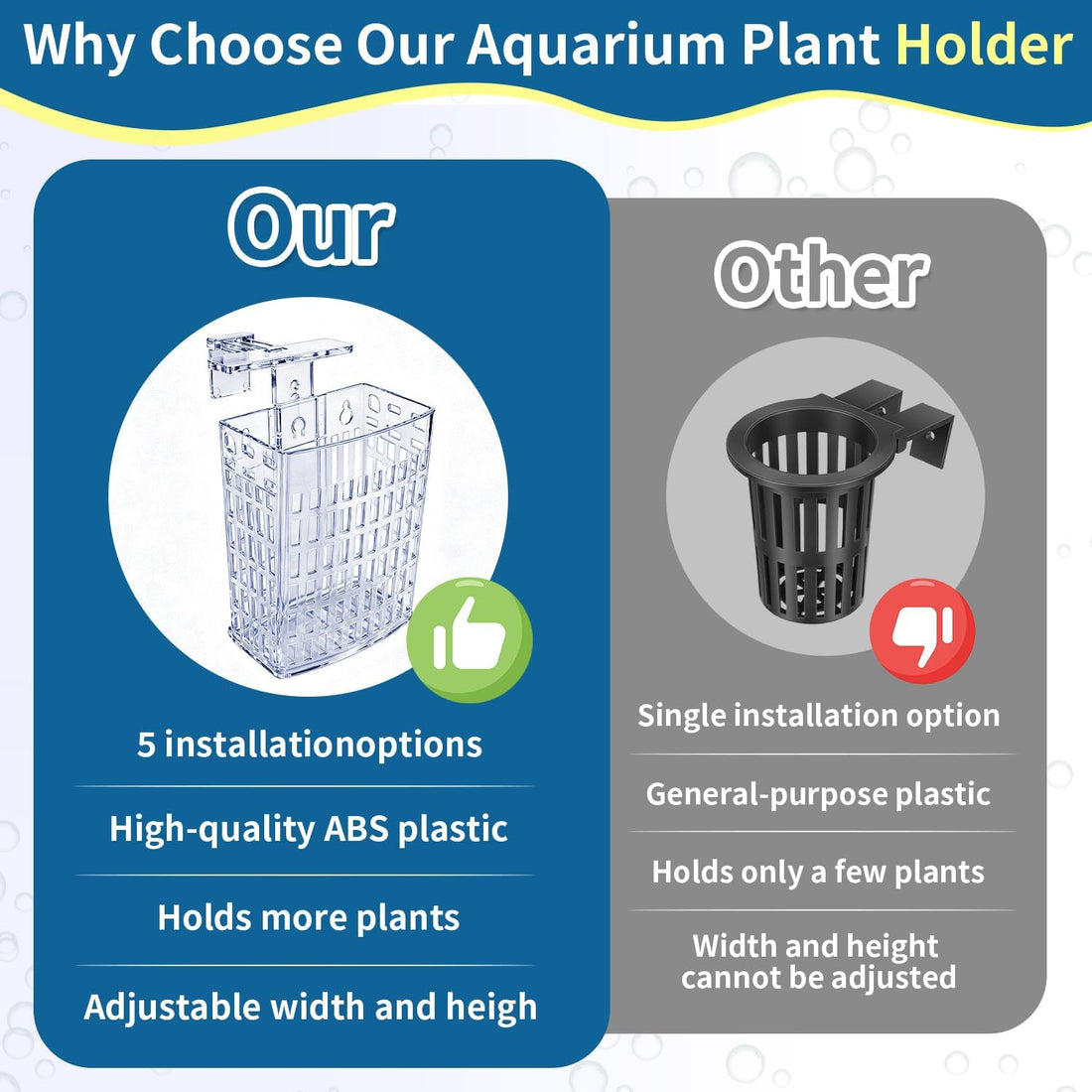 Newly Upgraded Aquarium Plant Holder 4-Pack(Transparent)