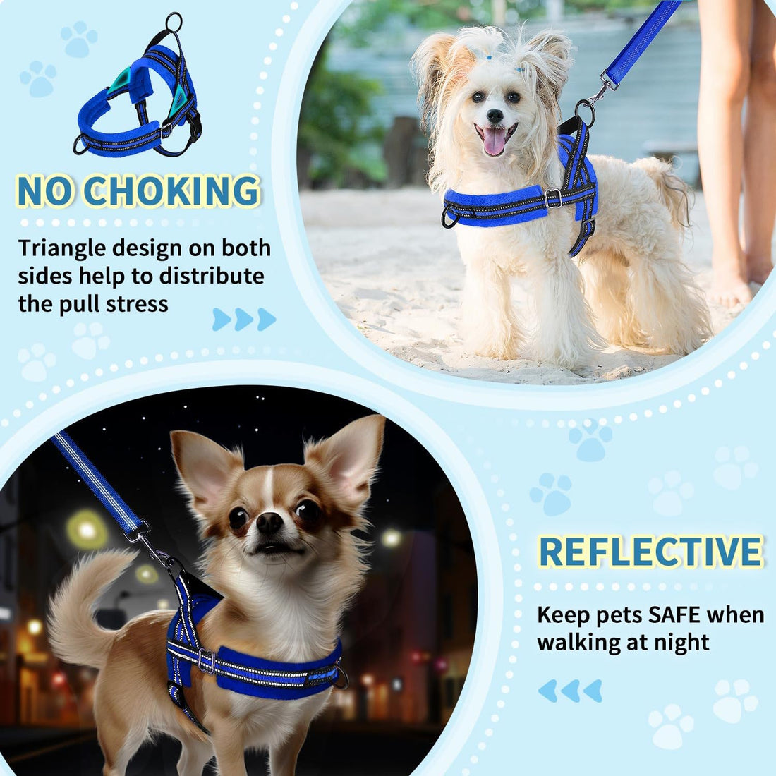Lukovee Small Dog Harness and Leash Set, No Pull Soft Padded