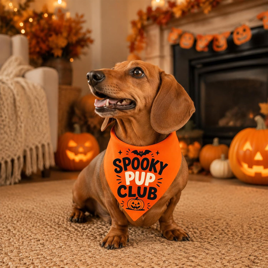 Halloween Dog Bandana, Reversible Snap-On Pet Scarf
