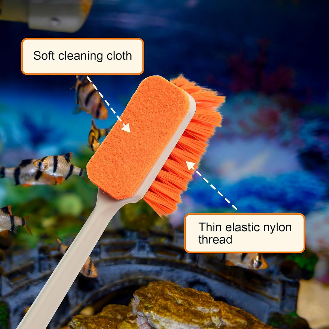 Small Fish Tank Cleaner Brush, Algae Scraper for Aquarium,11.8IN