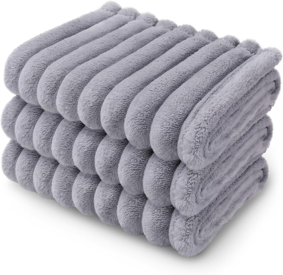 LINENLUX 1 Pack 3 Fleece Dog Blanket Soft Warm Cat Beige/Pink/Grey