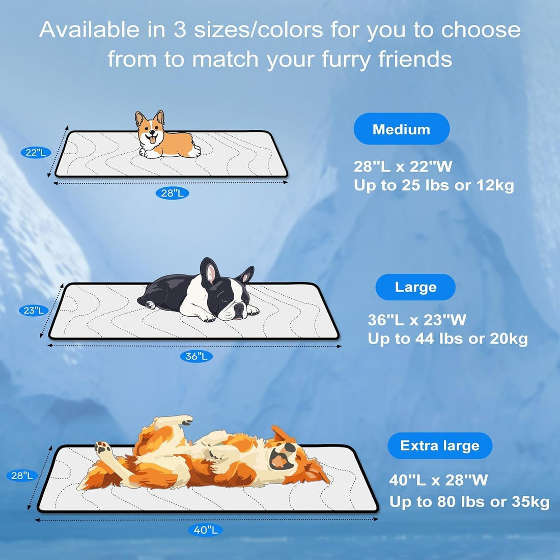 Cozyide Dog Cooling Mat, Q-Max>0.45, 40 L x 28" W, Blue