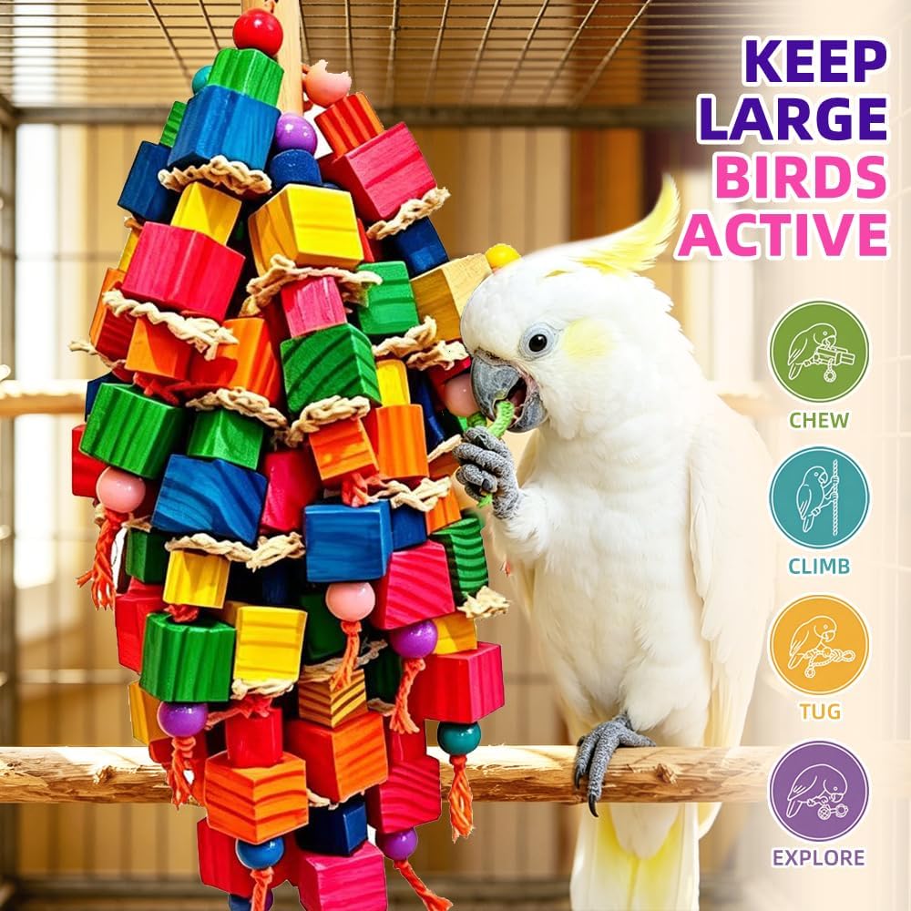Large Bird Parrot Toys for Cockatoos African Grey Macaws Parrots