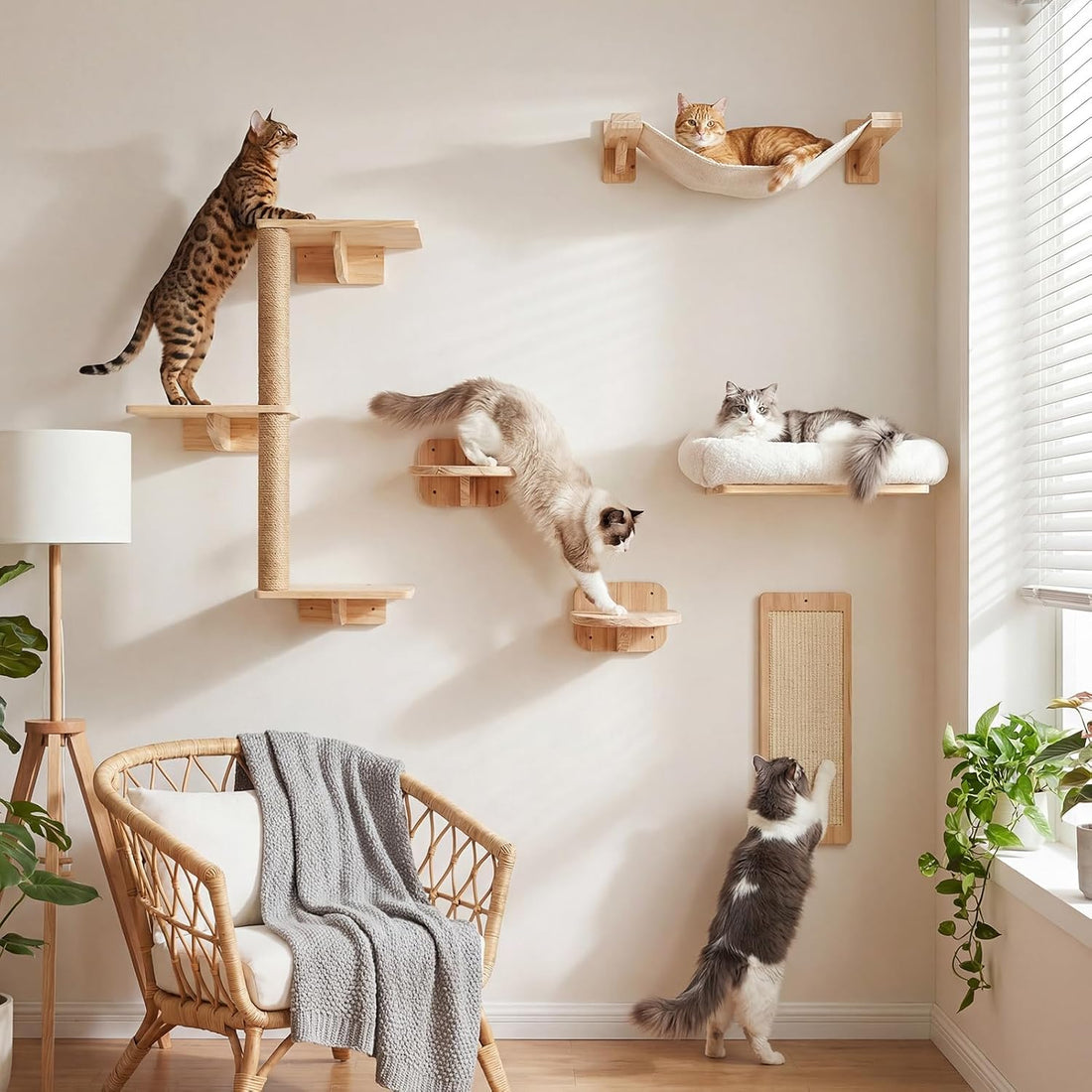 6-in-1 Cat Wall Shelves for Large Cats