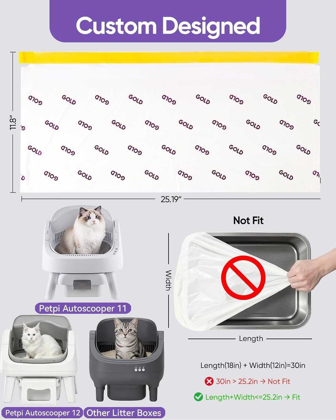 180 Count Automatic Cat Litter Bags for Pet Pivot 11/12
