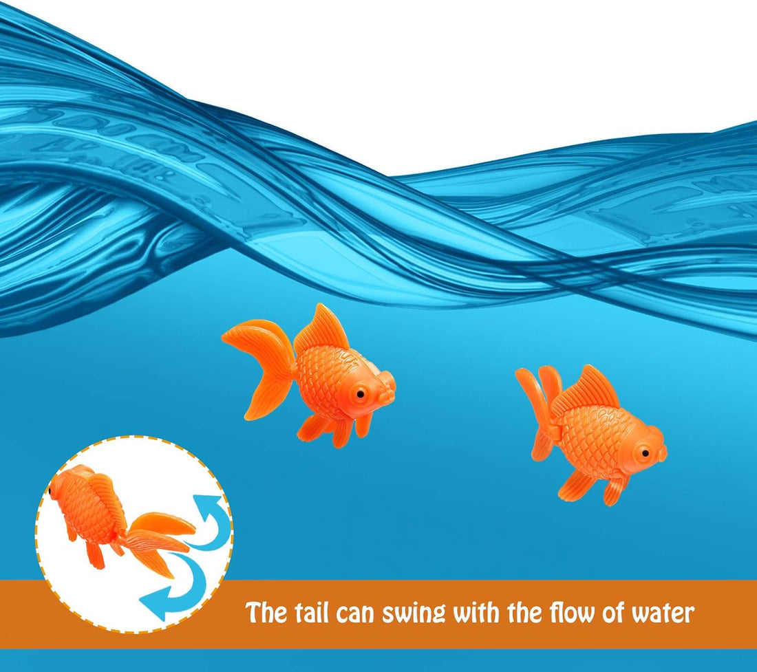 Sumind 15 Pcs Fake Goldfish Plastic Floating Artificial Goldfish