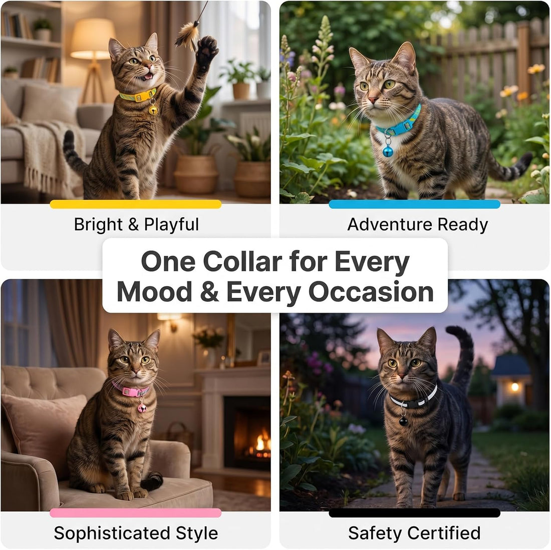 6 Pcs Cat Collar Bells & 11 Pcs Kitten Collar Kit for Cats and Small