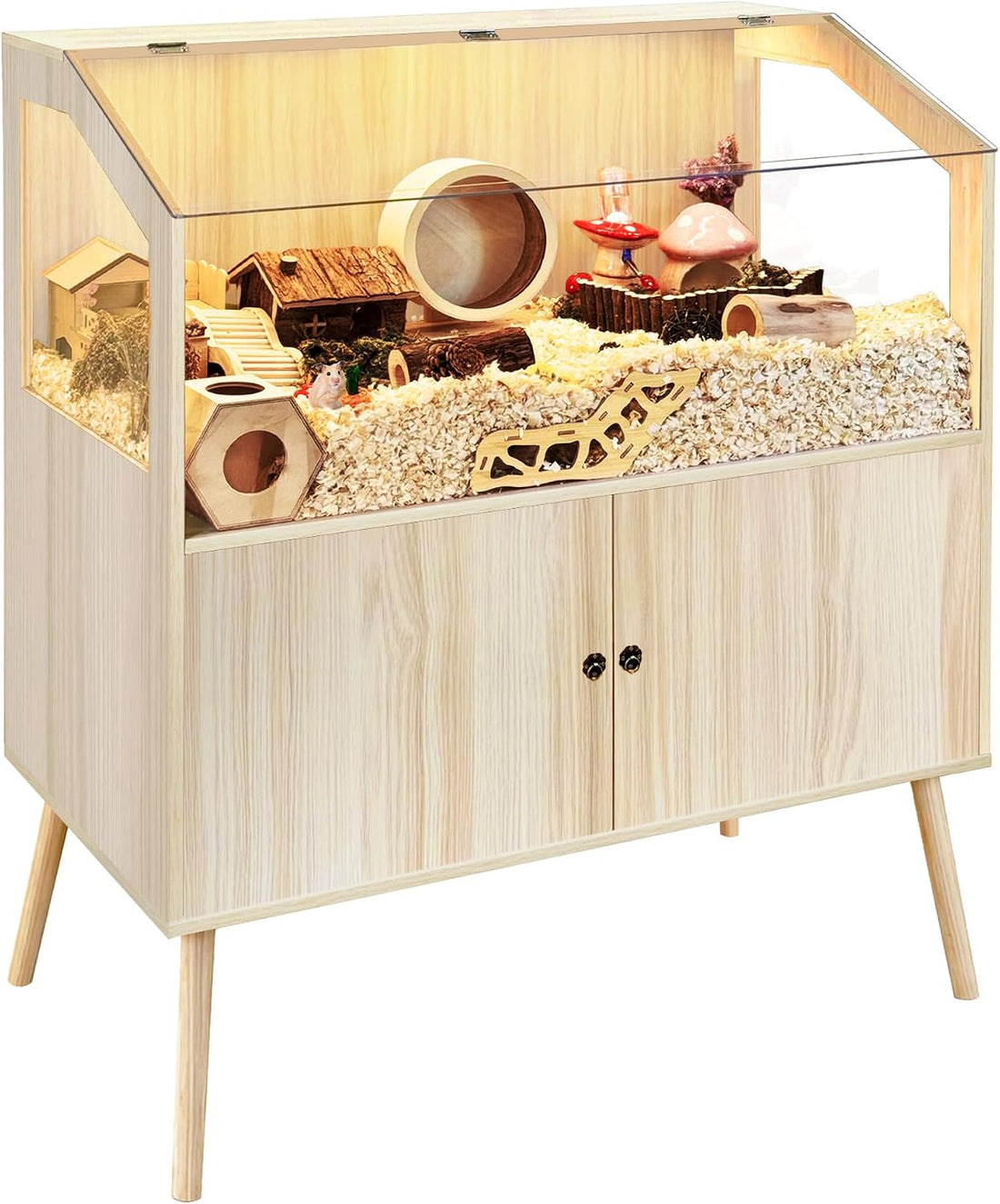 PROLEE Hamster Cage with Storage Cabinet,Large Hamster Encloure Chew