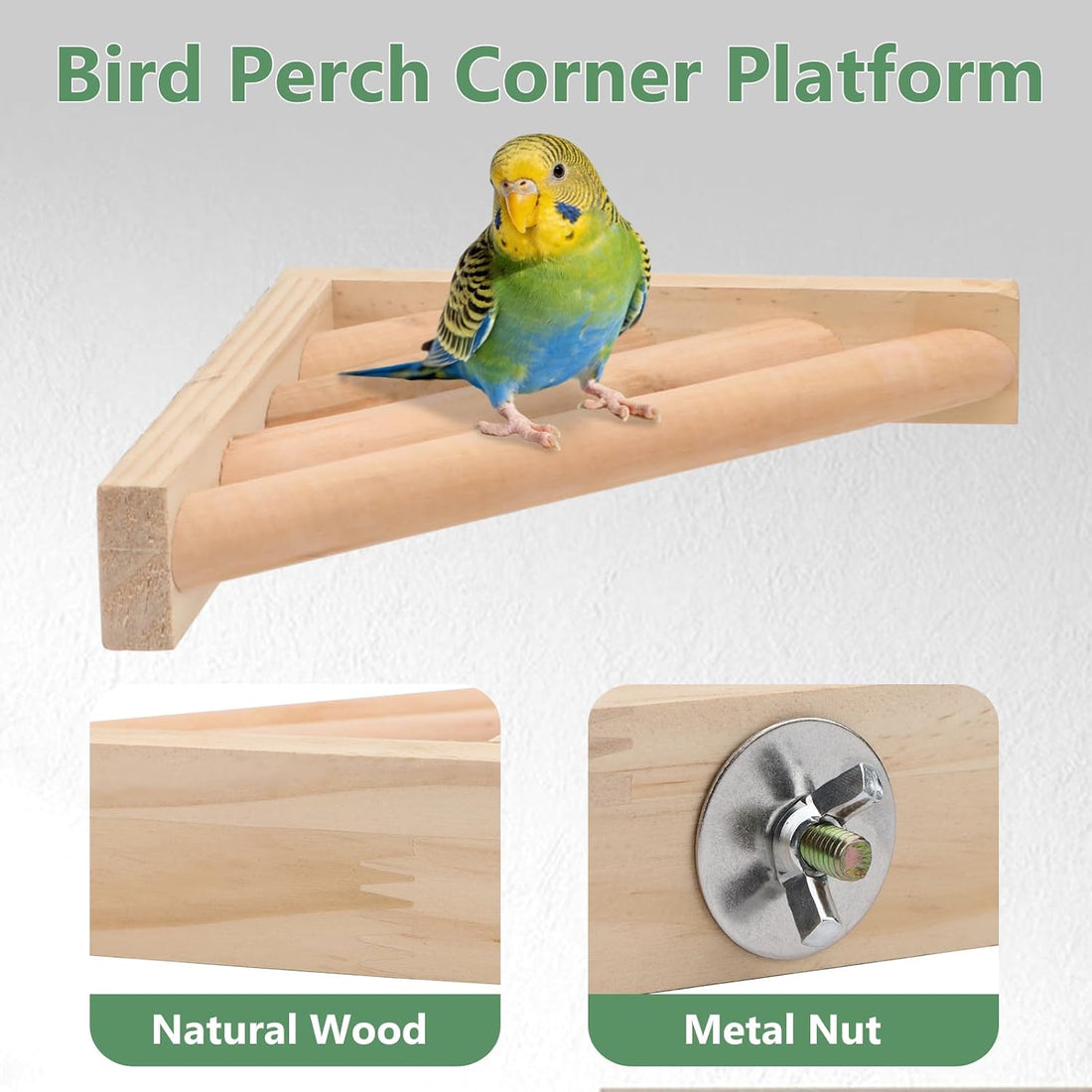 Litewoo Bird Perch Corner Platform Stand Shelf for Parrot Budgie Cage