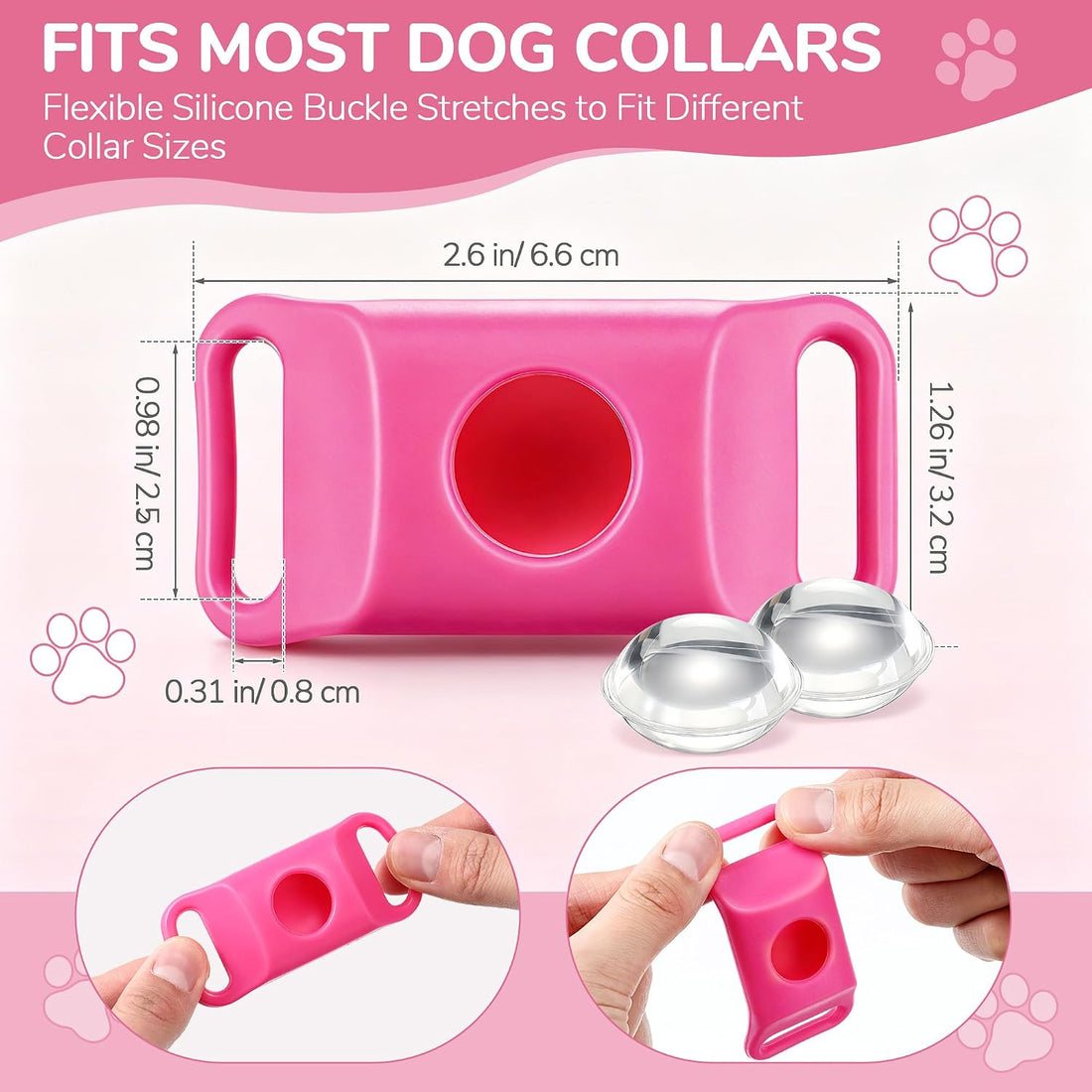 Pink Dog Tag for Flea & Tick Prevention with 2 Refills, Waterproof